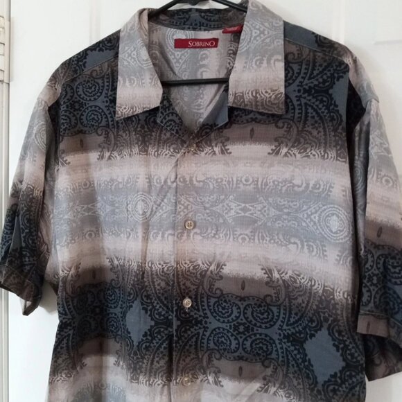 Sorbino Men's Short Sleeve Button Up 100% Rayon Shirt Size XL Single Stitch - Picture 2 of 7